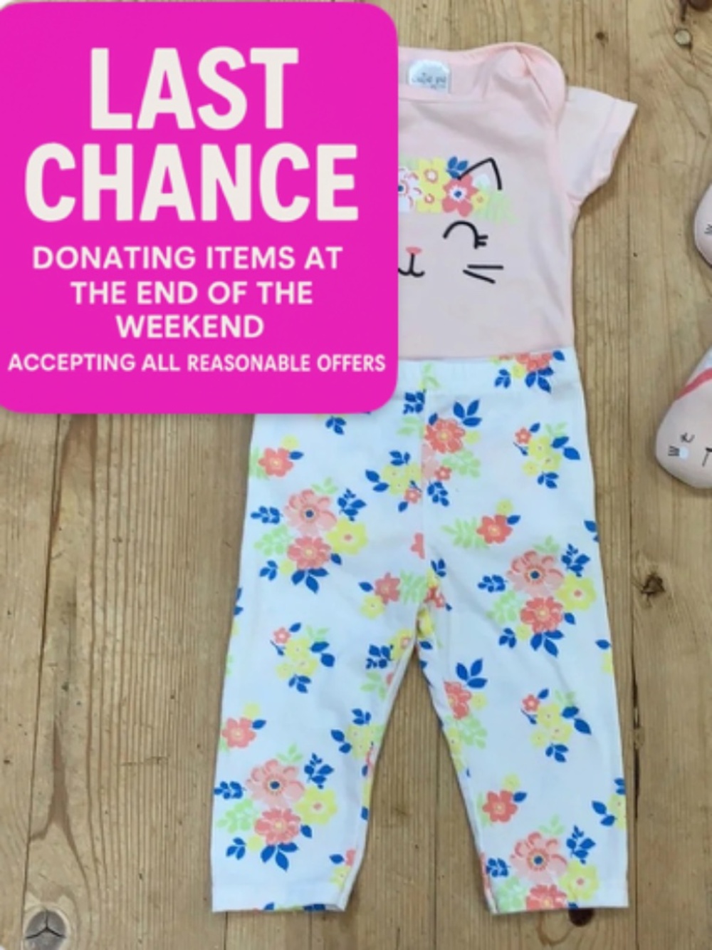 “Cutie Pie” Brand 3 Piece Outfit- Baby Girl Size 3-6 months- cat floral booties